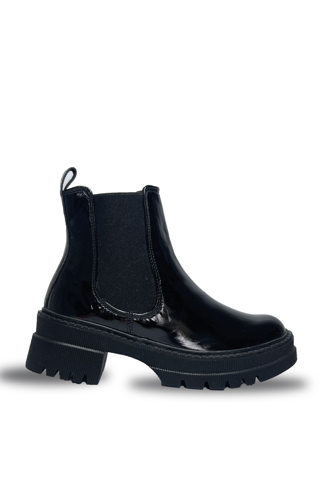 Botines Noir charol para mujer tractorados